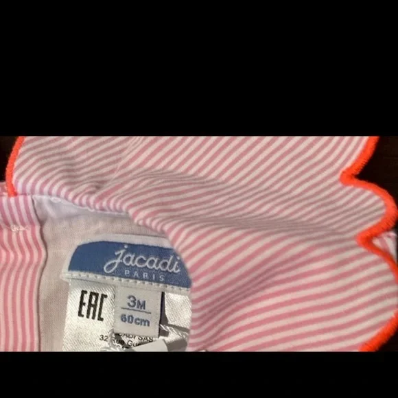 Jacadi Dress Scalloped Striped Baby Girl Pink New with tags 3 Months $89 retail - Picture 5 of 5